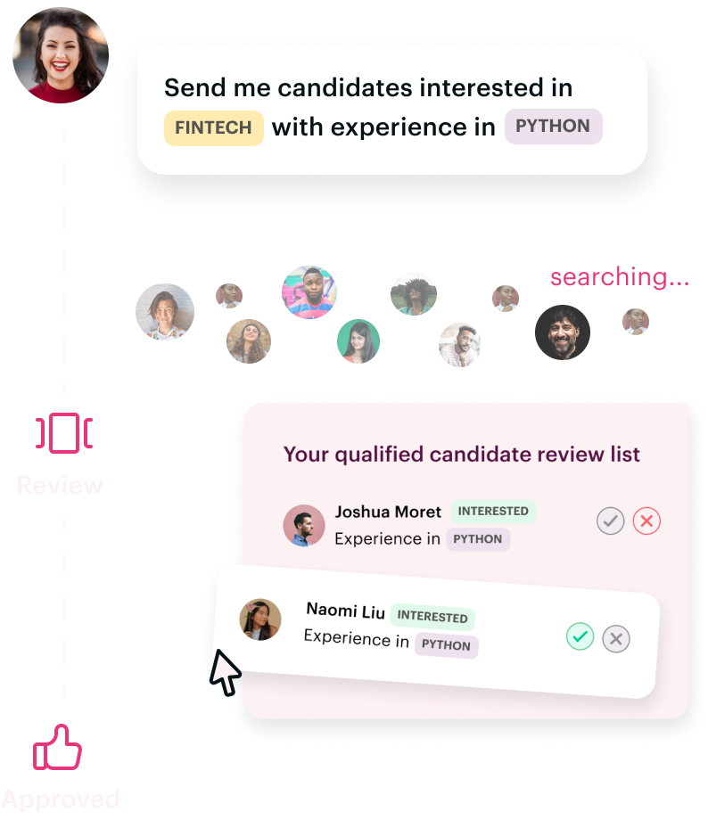 A recruiter uses RecruiterCloud to find the perfect candidate.